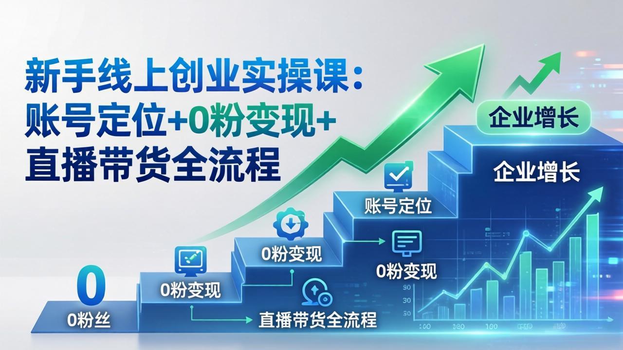 （17831期）新手线上创业实操课：账号定位+0粉变现+直播带货全流程，企业用户增长一步到位网创吧-网创项目资源站-副业项目-创业项目-搞钱项目网创吧