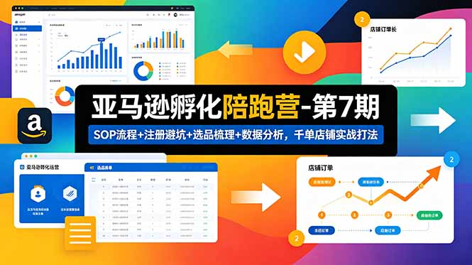 （18752期）亚马逊孵化陪跑营-第7期：SOP流程+注册避坑+选品梳理+数据分析，千单店铺实战打法网创吧-网创项目资源站-副业项目-创业项目-搞钱项目网创吧