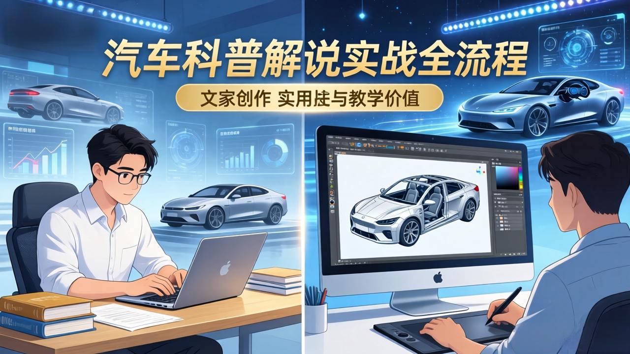 (17665期)抖音汽车科普解说实战:文案+动画+画面处理+去水印全流程,打造专业汽车科普视频网创吧-网创项目资源站-副业项目-创业项目-搞钱项目网创吧