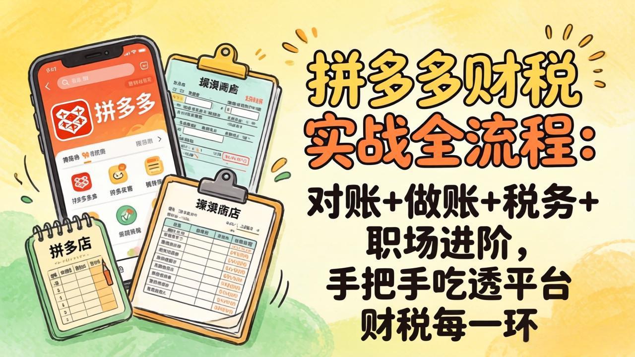 (17678期)拼多多财税实操全流程:对账+做账+税务+职场进阶,手把手吃透平台财税每一环网创吧-网创项目资源站-副业项目-创业项目-搞钱项目网创吧