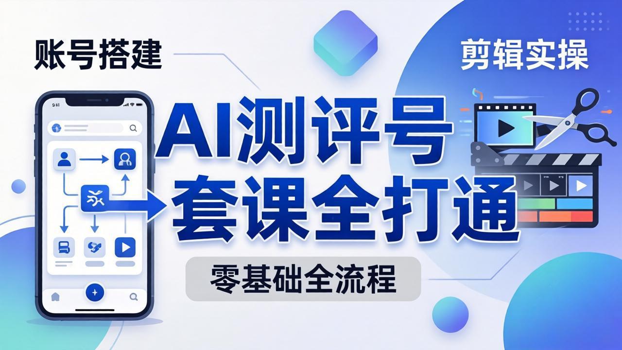 (18240期)零基础起步怎么做AI测评号?账号搭建、爆款文案、剪辑实操、涨粉变现,一套课全打通网创吧-网创项目资源站-副业项目-创业项目-搞钱项目网创吧