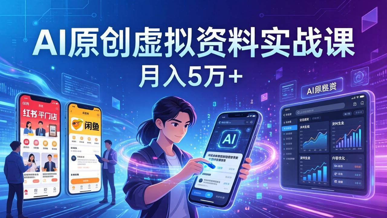 (17657期)AI原创虚拟资料实战课:2026新机会,小红书闲鱼开店,普通人用AI轻松变现,月入5万+网创吧-网创项目资源站-副业项目-创业项目-搞钱项目网创吧
