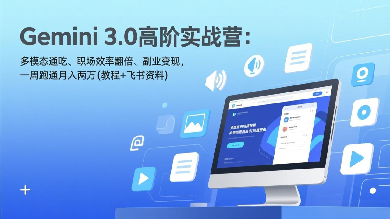 (17386期)Gemini 3.0高阶实战营:多模态通吃、职场效率翻倍、副业变现,一周跑通月入两万(教程+飞书资料)网创吧-网创项目资源站-副业项目-创业项目-搞钱项目网创吧