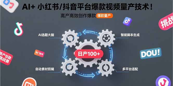 (15624期)AI+小红书/抖音平台爆款视频量产技术:高产高效创作爆款视频!网创吧-网创项目资源站-副业项目-创业项目-搞钱项目网创吧