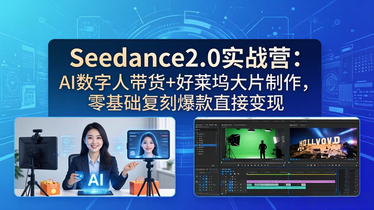 (18238期)Seedance2.0实战营:AI数字人带货+好莱坞大片制作,零基础复刻爆款直接变现网创吧-网创项目资源站-副业项目-创业项目-搞钱项目网创吧