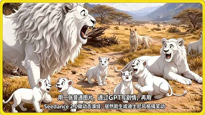 (18137期)用一张普通图片,通过GPT写剧情,再用Seedance 2.0做动态演绎,居然能生成迪士尼风格搞笑动画网创吧-网创项目资源站-副业项目-创业项目-搞钱项目网创吧