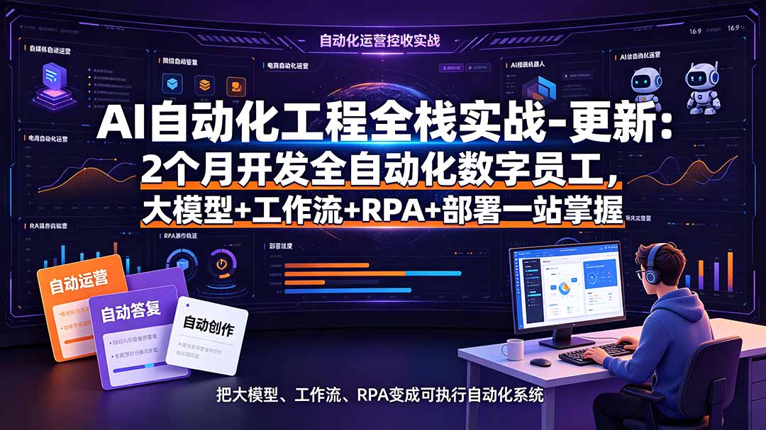 (19279期)AI自动化工程全栈实战-更新:2个月开发全自动化数字员工,大模型+工作流+RPA+部署一站式掌握网创吧-网创项目资源站-副业项目-创业项目-搞钱项目网创吧