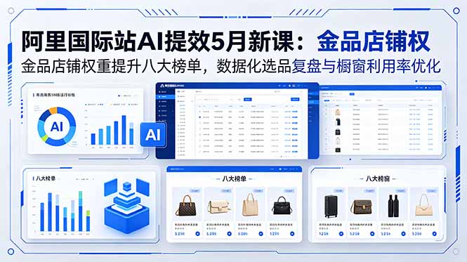 (18556期)阿里国际站AI提效5月新课:金品店铺权重提升八大榜单,数据化选品复盘与橱窗利用率优化网创吧-网创项目资源站-副业项目-创业项目-搞钱项目网创吧