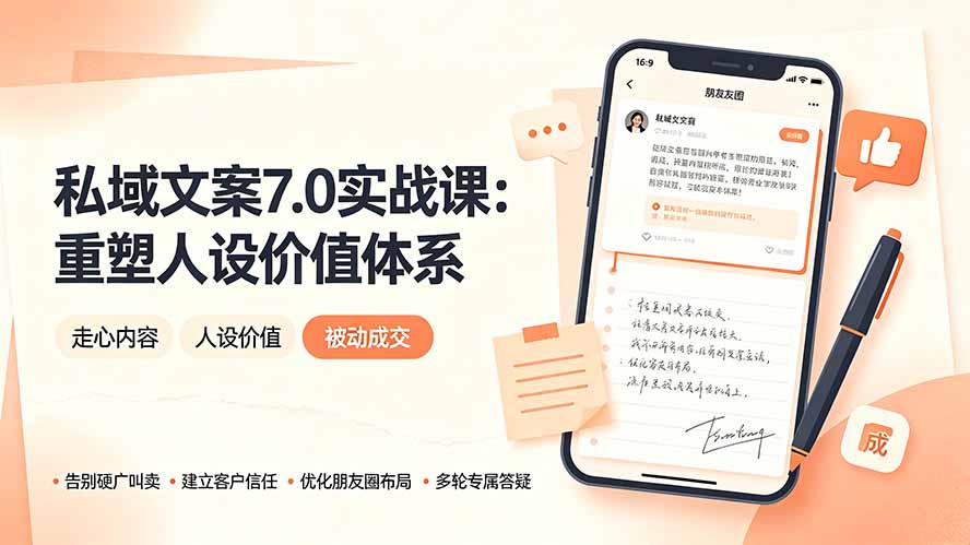 (19313期) 私域文案实战课7.0:重塑人设价值体系|-告别硬广推销×走心内容×自我价值塑造,实现被动成交网创吧-网创项目资源站-副业项目-创业项目-搞钱项目网创吧