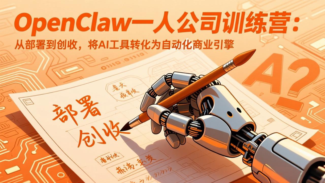 (17540期)OpenClaw一人公司训练营:从部署到创收,将AI工具转化为自动化商业引擎网创吧-网创项目资源站-副业项目-创业项目-搞钱项目网创吧