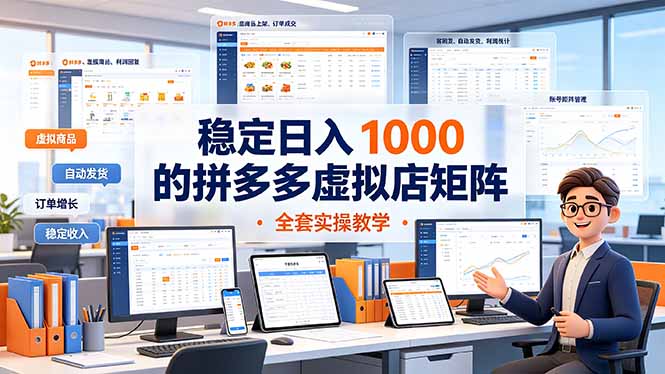 (19253期)稳定日入 1000 的拼多多虚拟店矩阵,全套实操教学网创吧-网创项目资源站-副业项目-创业项目-搞钱项目网创吧