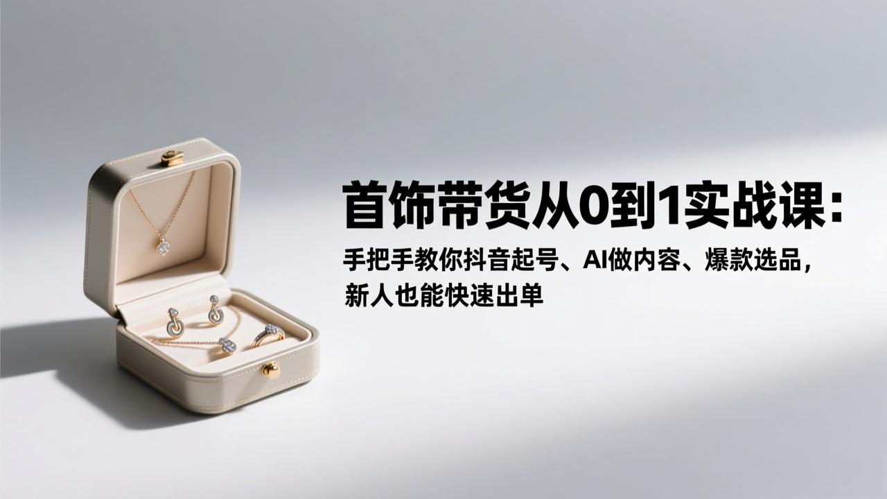 (17178期)首饰带货从0到1实战课:手把手教你抖音起号、AI做内容、爆款选品,新人也能快速出单网创吧-网创项目资源站-副业项目-创业项目-搞钱项目网创吧