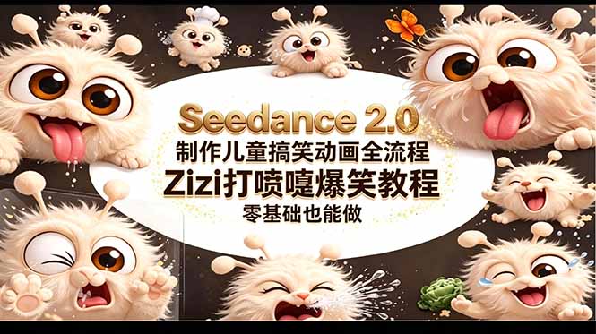 (18211期)Seedance 2.0 制作儿童搞笑动画全流程Zizi打喷嚏爆笑教程|零基础也能做网创吧-网创项目资源站-副业项目-创业项目-搞钱项目网创吧