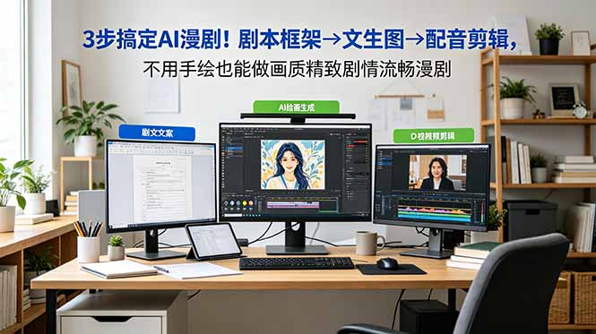 （18866期）3步搞定AI漫剧！剧本框架→文生图→配音剪辑，不用手绘也能做画质精致剧情流畅漫剧网创吧-网创项目资源站-副业项目-创业项目-搞钱项目网创吧