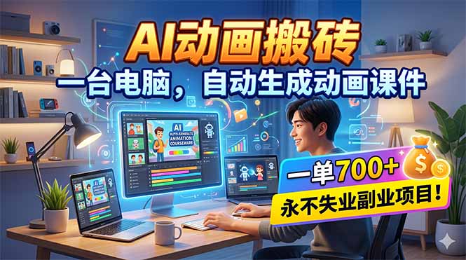 (18239期)AI动画搬砖,一台电脑,自动生成动画课件,一单800+ 永不失业副业项目!网创吧-网创项目资源站-副业项目-创业项目-搞钱项目网创吧