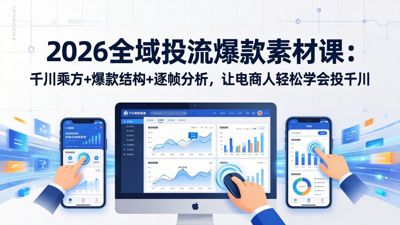 (17705期)2026全域投流爆款素材课:千川乘方+爆款结构+逐帧分析,让电商人轻松学会投千川网创吧-网创项目资源站-副业项目-创业项目-搞钱项目网创吧