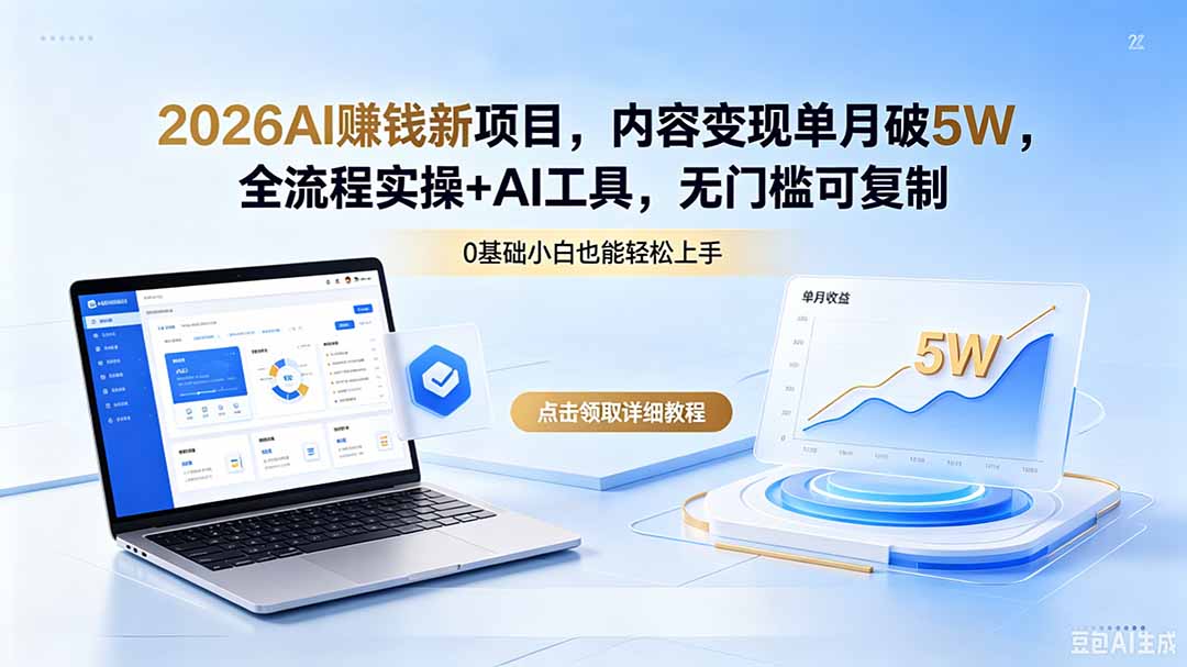 (18476期)2026AI赚钱新项目,内容变现单月破5W,全流程实操+AI工具,无门槛可复制网创吧-网创项目资源站-副业项目-创业项目-搞钱项目网创吧