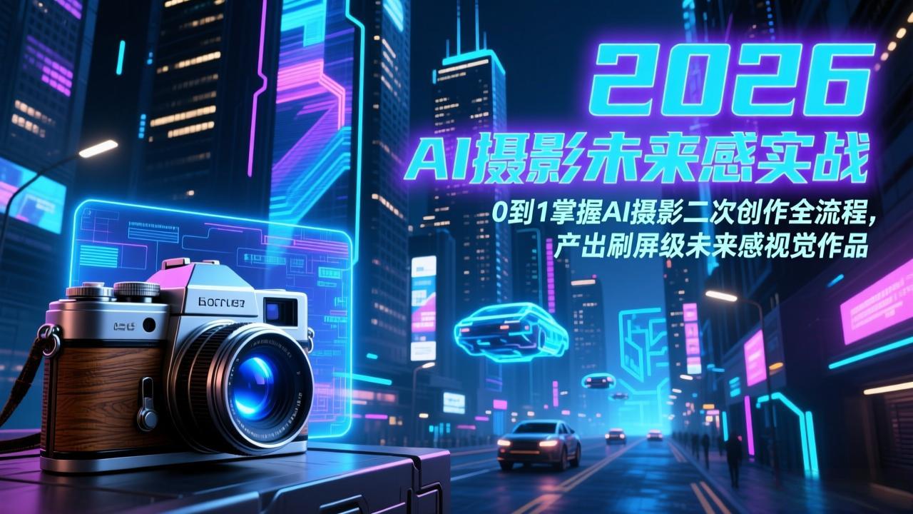 (17584期)2026 AI摄影未来感实战:0到1掌握AI摄影二次创作全流程,产出刷屏级未来感视觉作品网创吧-网创项目资源站-副业项目-创业项目-搞钱项目网创吧