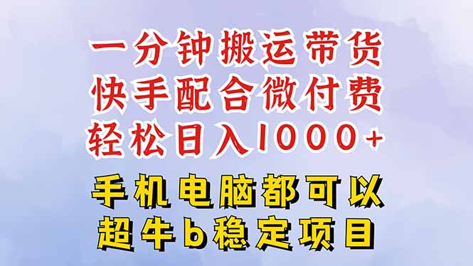 (16285期)快手黑科技一分钟搬运带货,一刀不剪过原创,微付费投流玩法,轻松日入...网创吧-网创项目资源站-副业项目-创业项目-搞钱项目网创吧