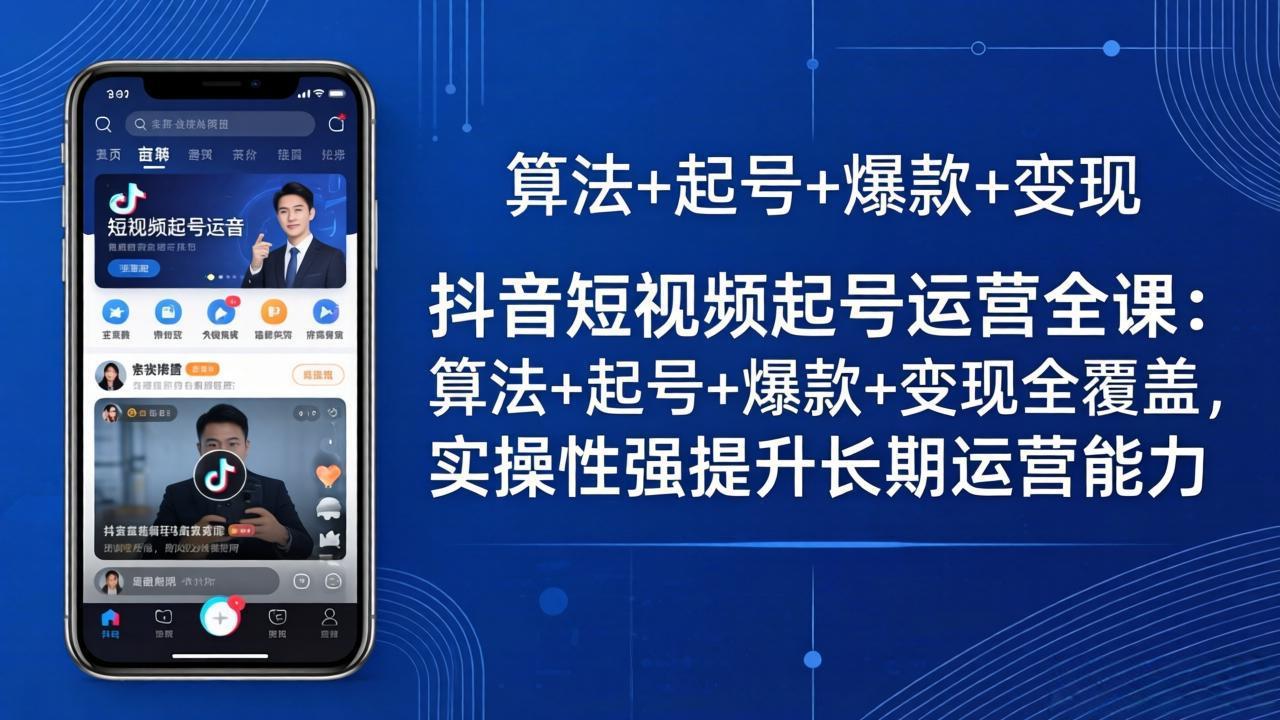 (18071期)抖音短视频起号运营全课:算法+起号+爆款+变现全覆盖,实操性强提升长期运营能力网创吧-网创项目资源站-副业项目-创业项目-搞钱项目网创吧