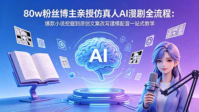 (18581期)80w粉丝博主亲授仿真人AI漫剧全流程:爆款小说挖掘到原创文案改写建模配音一站式教学网创吧-网创项目资源站-副业项目-创业项目-搞钱项目网创吧