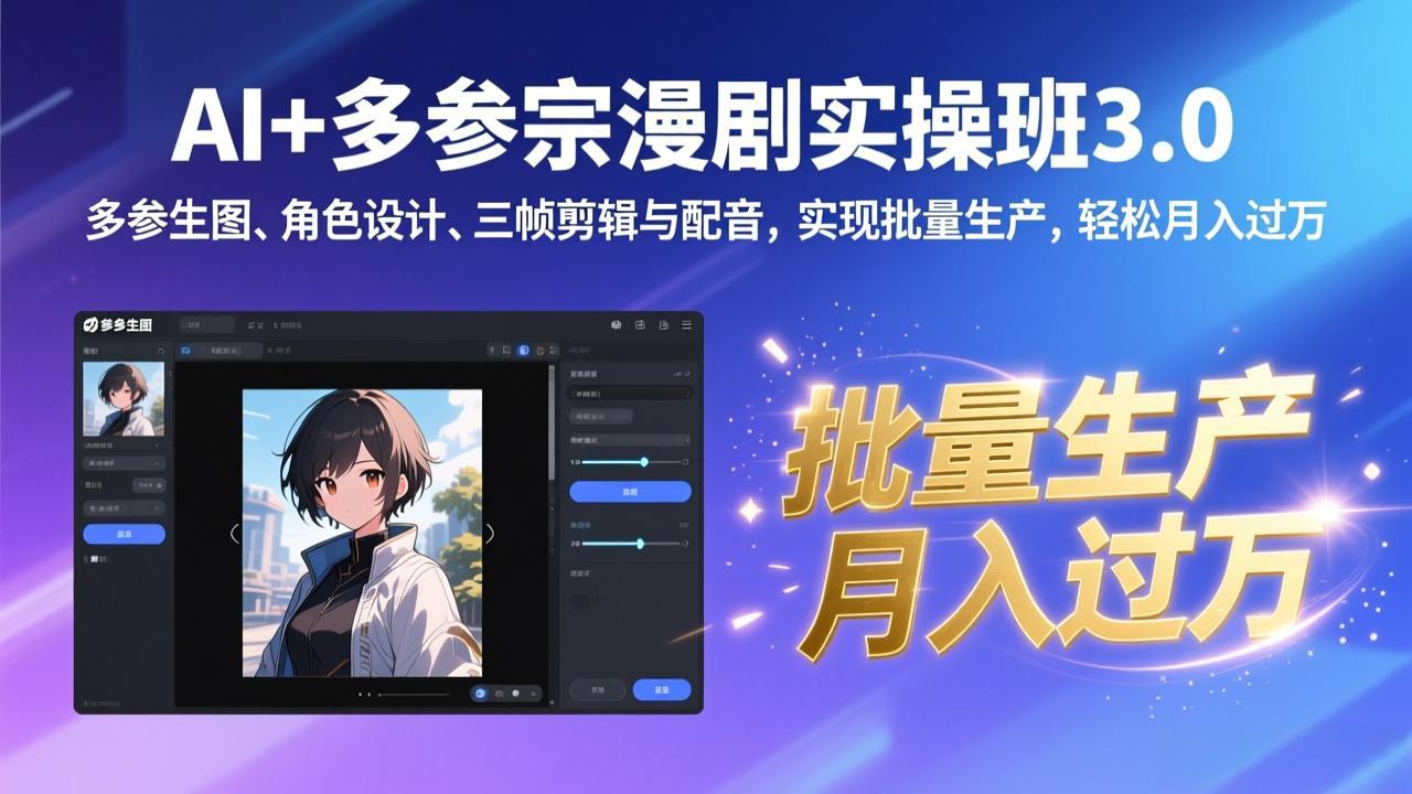 （17283期）AI+多参宗漫剧实操班3.0：多参生图、角色设计、三帧剪辑与配音，实现批量生产，轻松月入过万网创吧-网创项目资源站-副业项目-创业项目-搞钱项目网创吧