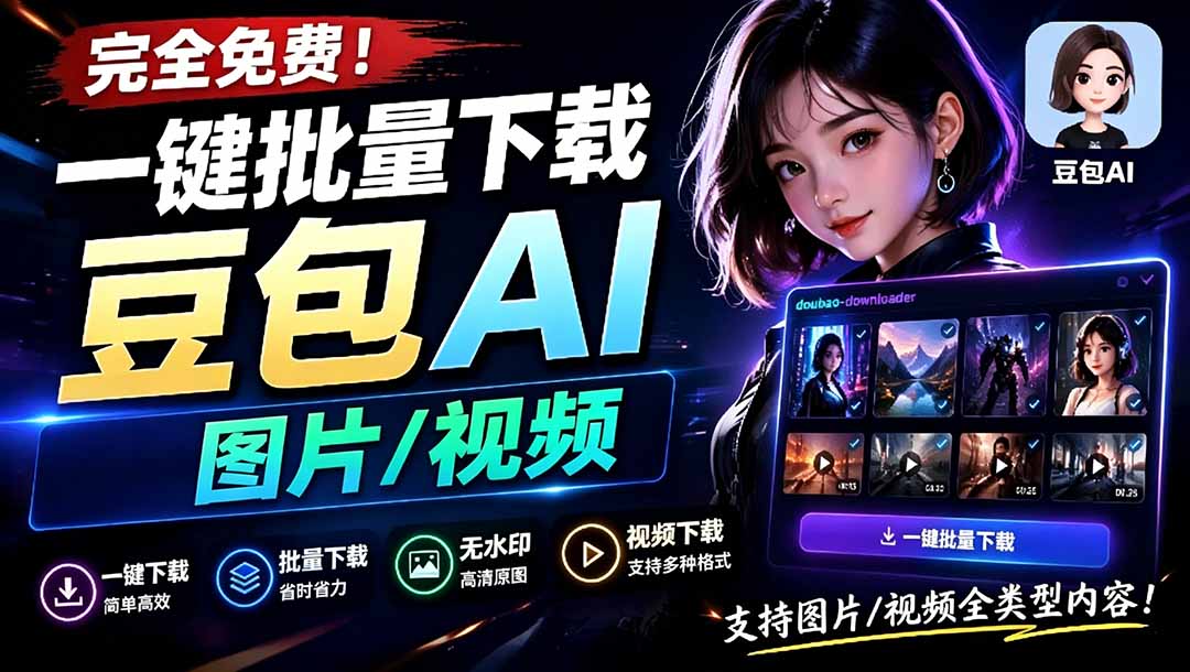 (19107期)Github最新发布!一键批量下载豆包AI无水印图片/视频,简单易用,自动解析提示词,doubao-downloader网创吧-网创项目资源站-副业项目-创业项目-搞钱项目网创吧