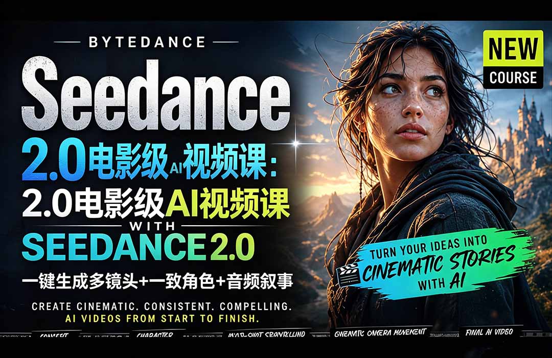 (18415期)Seedance 2.0电影级AI视频课:一键生成多镜头+一致角色+音频叙事网创吧-网创项目资源站-副业项目-创业项目-搞钱项目网创吧