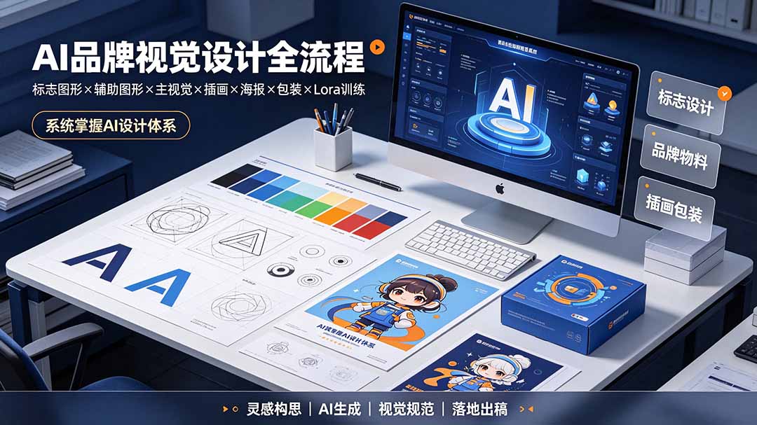 (19372期)AI品牌视觉设计全流程:标志图形×辅助图形×主视觉×插画×海报×包装×Lora训练,系统掌握AI设计体系网创吧-网创项目资源站-副业项目-创业项目-搞钱项目网创吧