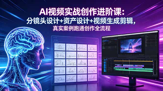 （18596期）AI视频实战创作进阶课：分镜头设计+资产设计+视频生成剪辑，真实案例跑通创作全流程网创吧-网创项目资源站-副业项目-创业项目-搞钱项目网创吧