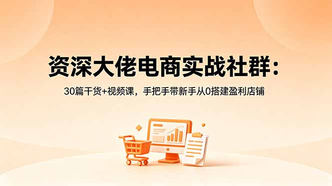 (18529期)资深大佬电商实战社群:30篇干货+视频课,手把手带新手从0搭建盈利店铺网创吧-网创项目资源站-副业项目-创业项目-搞钱项目网创吧