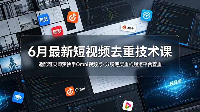 (19031期)6月最新短视频去重技术课,适配可灵即梦快手Omni视频号,分镜底层重构规避平台查重网创吧-网创项目资源站-副业项目-创业项目-搞钱项目网创吧