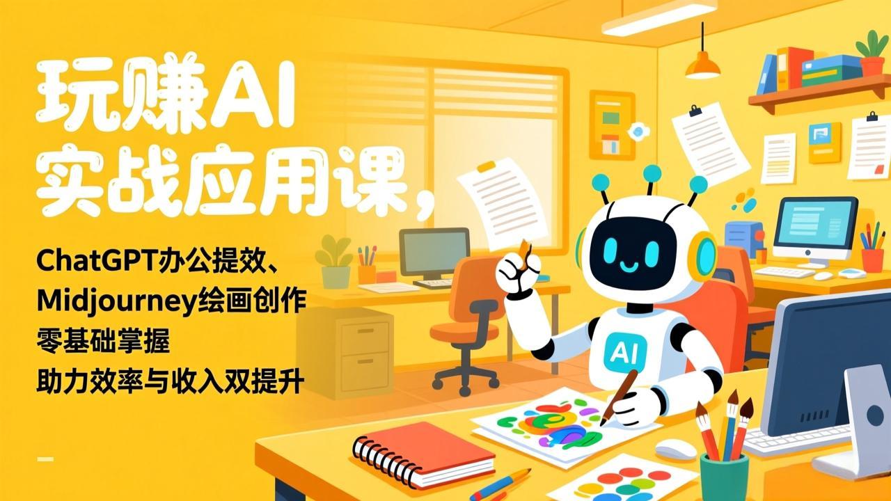 (17295期)玩赚AI实战应用课,ChatGPT办公提效、Midjourney绘画创作,零基础掌握,助力效率与收入双提升网创吧-网创项目资源站-副业项目-创业项目-搞钱项目网创吧