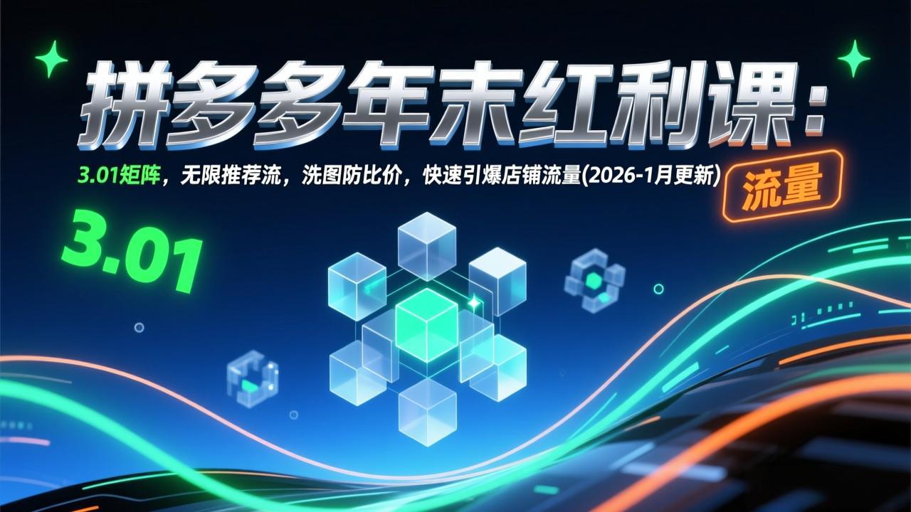 (17100期)拼多多年末红利课:3.01矩阵,无限推荐流,洗图防比价,快速引爆店铺流量(2026-1月更新)网创吧-网创项目资源站-副业项目-创业项目-搞钱项目网创吧