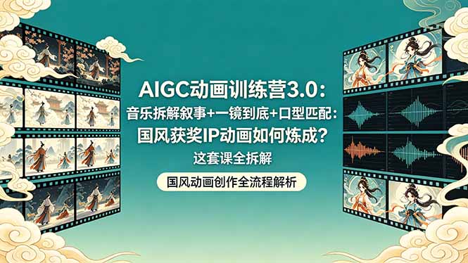 （18244期）AIGC动画训练营3.0：音乐拆解叙事+一镜到底+口型匹配：国风获奖IP动画如何炼成？这套课全拆解网创吧-网创项目资源站-副业项目-创业项目-搞钱项目网创吧