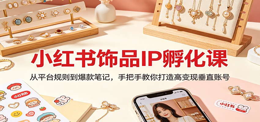 小红书饰品IP孵化课:从平台规则到爆款笔记,手把手教你打造高变现垂直账号网创吧-网创项目资源站-副业项目-创业项目-搞钱项目网创吧