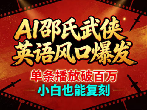 AI邵氏武侠英语风口爆发,单条播放破百万,小白也能复刻网创吧-网创项目资源站-副业项目-创业项目-搞钱项目网创吧