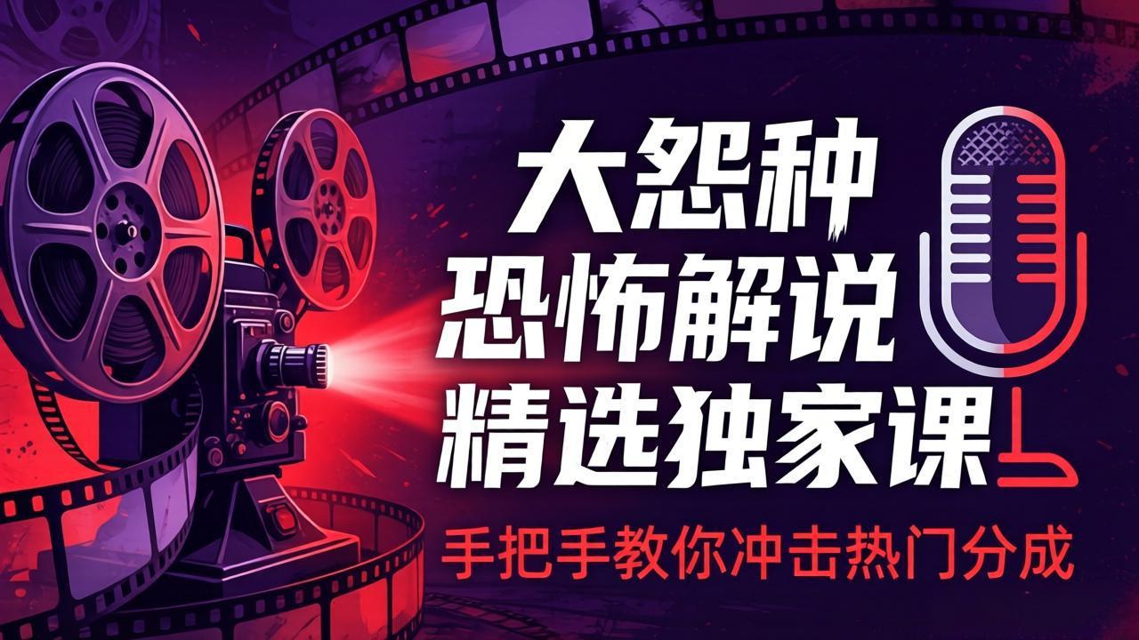 (17920期)大怨种恐怖解说精选独家课:电影下载+文案配音+片头封面,手把手教你冲击热门分成网创吧-网创项目资源站-副业项目-创业项目-搞钱项目网创吧