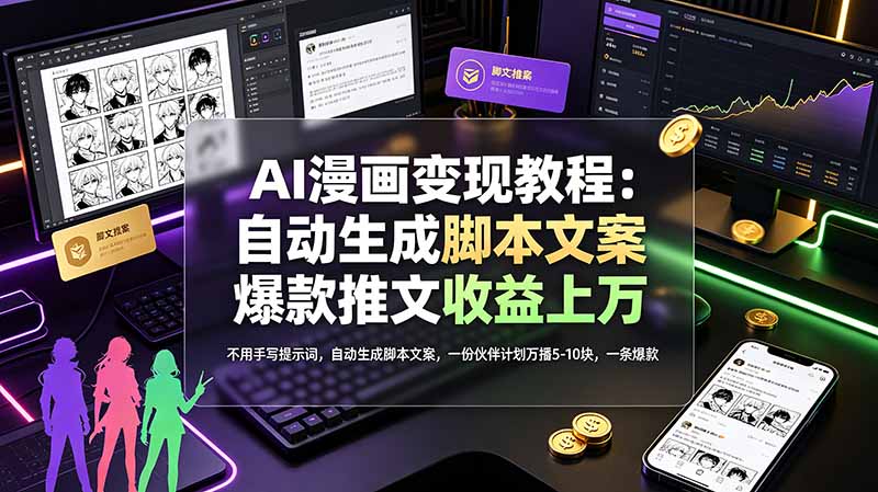 (19170期)AI漫画变现教程:不用手写提示词,自动生成脚本文案,一份伙伴计划万播5-10块,一条爆款推文收益上万网创吧-网创项目资源站-副业项目-创业项目-搞钱项目网创吧