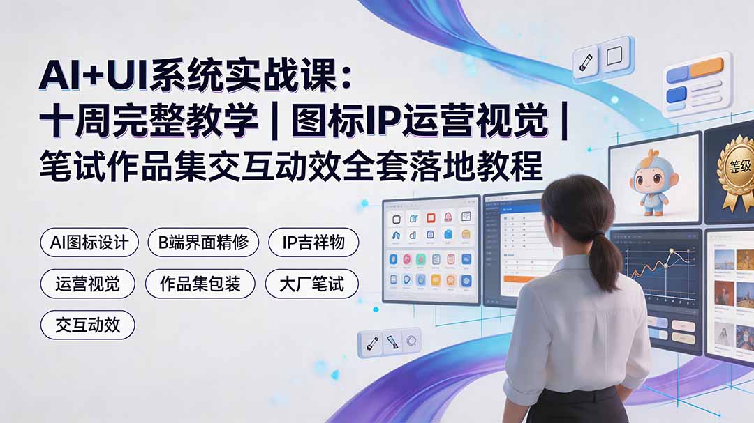 (19378期)AI+UI系统实战课:十周完整教学|图标IP运营视觉|笔试作品集交互动效全套落地教程网创吧-网创项目资源站-副业项目-创业项目-搞钱项目网创吧