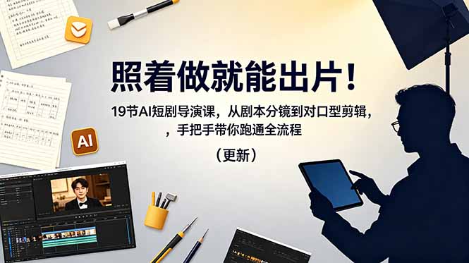 (18694期)照着做就能出片!19节AI短剧导演课,从剧本分镜到对口型剪辑,手把手带你跑通全流程(更新)网创吧-网创项目资源站-副业项目-创业项目-搞钱项目网创吧