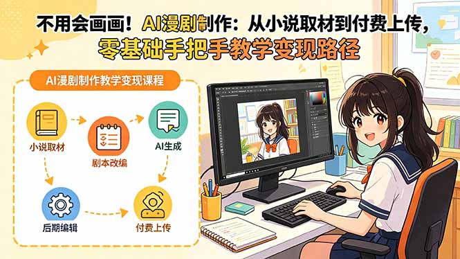 (18439期)不用会画画!AI漫剧制作:从小说取材到付费上传,零基础手把手教学变现路径网创吧-网创项目资源站-副业项目-创业项目-搞钱项目网创吧