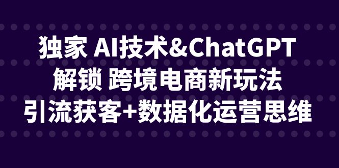 独家 AI技术&ChatGPT解锁 跨境电商新玩法,引流获客+数据化运营思维网创吧-网创项目资源站-副业项目-创业项目-搞钱项目网创吧