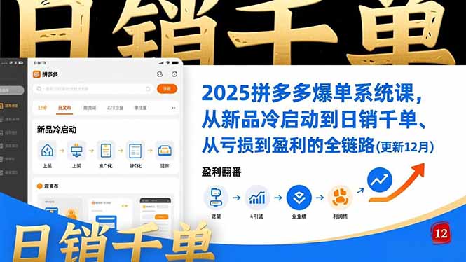 (16894期)2025拼多多爆单系统课,从新品冷启动到日销千单、从亏损到盈利的全链路(更新12月)网创吧-网创项目资源站-副业项目-创业项目-搞钱项目网创吧