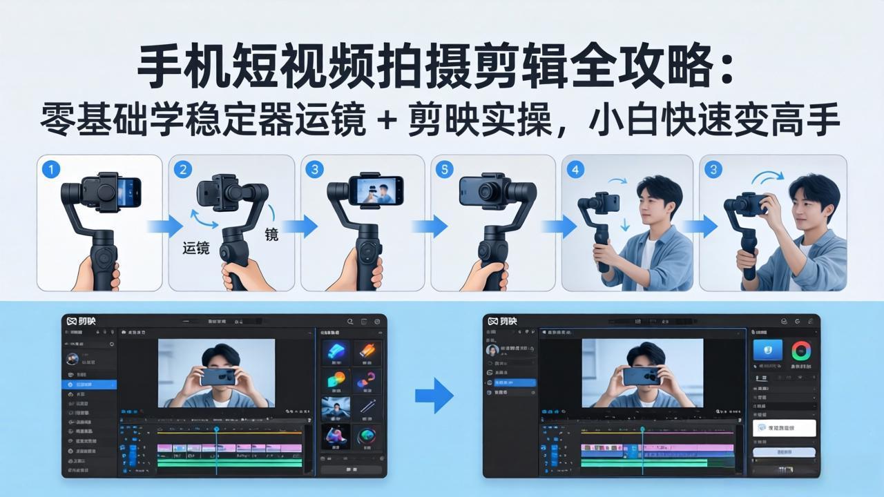 (18003期)手机短视频拍摄剪辑全攻略:零基础学稳定器运镜 + 剪映实操,小白快速变高手网创吧-网创项目资源站-副业项目-创业项目-搞钱项目网创吧
