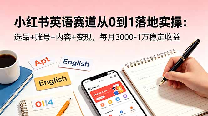 (18771期)小红书英语赛道从0到1落地实操:选品+账号+内容+变现,每月3000-1万稳定收益网创吧-网创项目资源站-副业项目-创业项目-搞钱项目网创吧