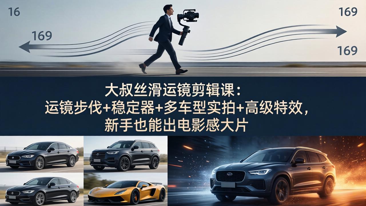 (18004期)大叔丝滑运镜剪辑课:运镜步伐+稳定器+多车型实拍+高级特效,新手也能出电影感大片网创吧-网创项目资源站-副业项目-创业项目-搞钱项目网创吧