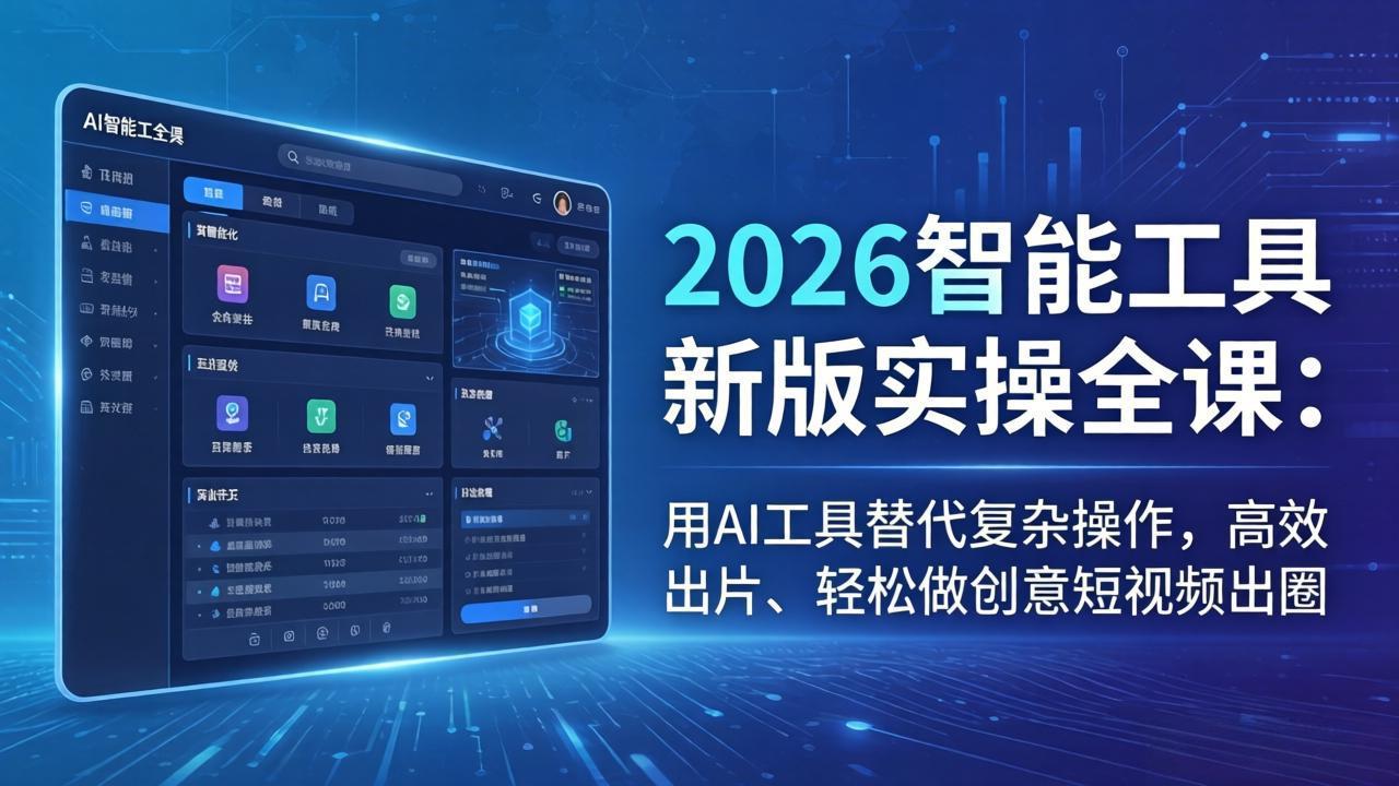 (18005期)2026智能工具新版实操全课:用AI工具替代复杂操作,高效出片、轻松做创意短视频出圈网创吧-网创项目资源站-副业项目-创业项目-搞钱项目网创吧
