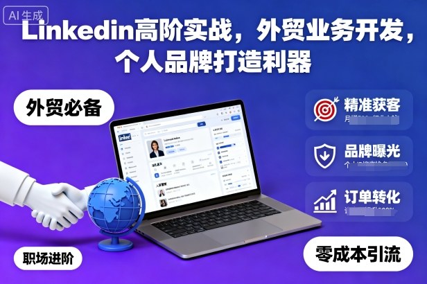 Linkedin高阶实战，外贸业务开发，个人品牌打造利器网创吧-网创项目资源站-副业项目-创业项目-搞钱项目网创吧