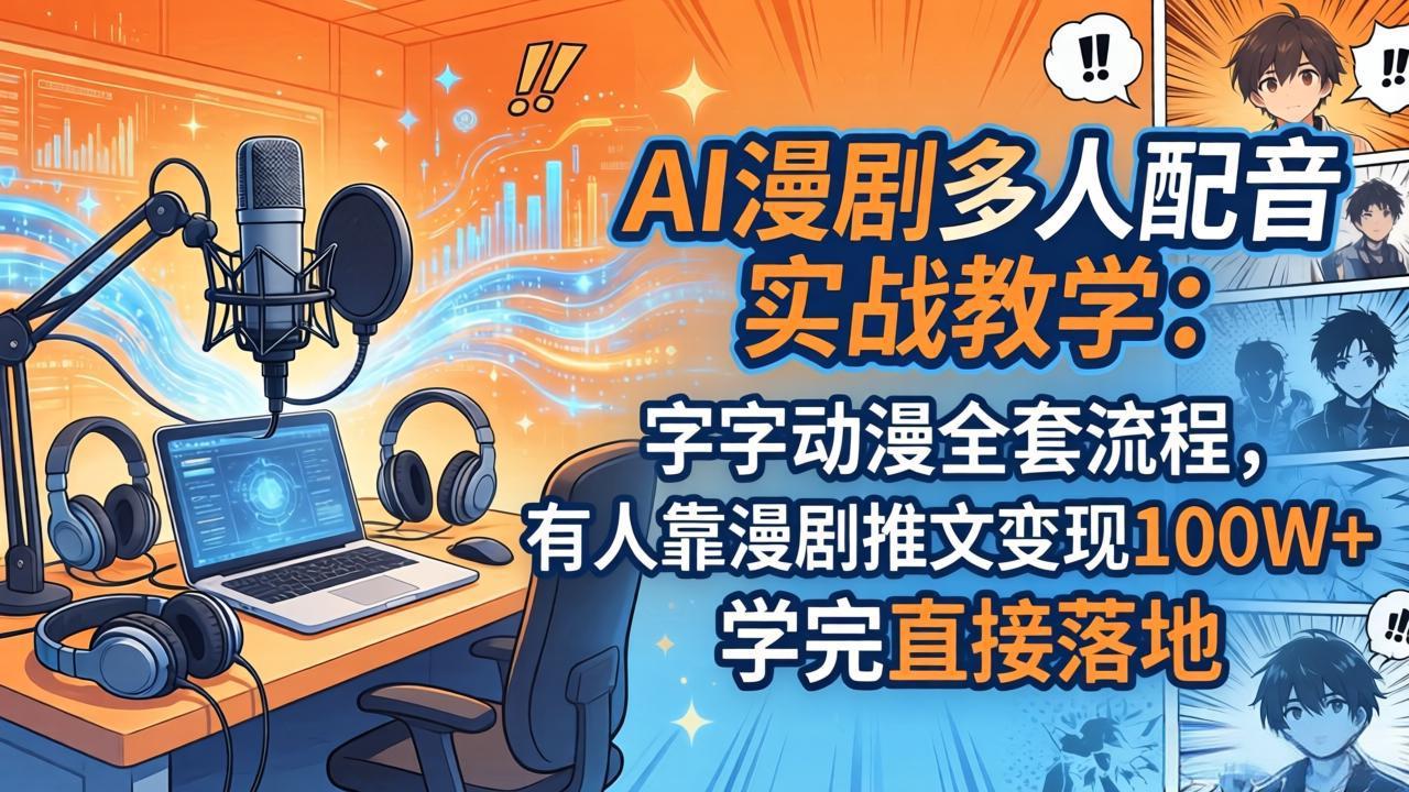 (18060期) AI漫剧多人配音实战教学:字字动漫全套流程,有人靠漫剧推文变现100W+,学完直接落地网创吧-网创项目资源站-副业项目-创业项目-搞钱项目网创吧